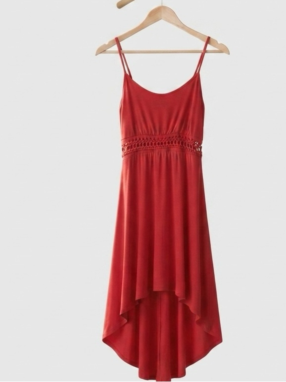 Red Spaghetti Strap High-Low Dress